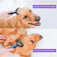 Peigne de toilettage pour animaux de compagnie en gros, démêloir double face en acier inoxydable pour l'élimination des poils sous-panneaux pour chiens et chats