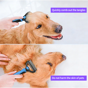 Wholesale Pet Grooming Comb Deshedding Dematting Hair Removal Double Sided Stainless Steel <strong>Undercoat</strong> <strong>Rake</strong> for Dog Cat - Product Image 5
