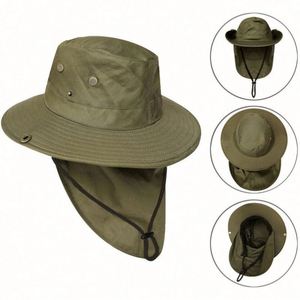 Wholesale Outdoor Fishing Cap Neck Cover Sun Protection Wide Brim Safari <b>Hat</b> Men Hiking <b>Bucket</b> <b>Hat</b> <b>With</b> <b>String</b> - Product Image 3