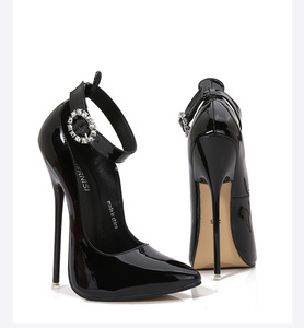 Scarpe da Notte Sensuali Stile Europeo-Americano, Tacchi a Spillo a Punta, Eleganti con Cinturini, Tacco Extra Alto, Tomaia in PU, Suola in Gomma - Product Image 6