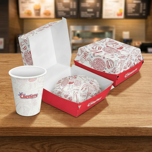 Boîte à emporter pour la restauration rapide, impression personnalisée, vente en gros, papier alimentaire de haute qualité, emballage pour hamburgers - Product Image 1