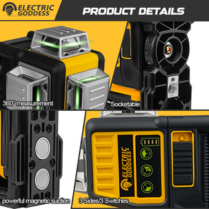 Niveau Laser Pin à Batterie Li-Ion 12V Grade Industriel DIY OEM Electric Goddess <span class=keywords><strong>1</strong></span>:<span class=keywords><strong>1</strong></span> <span class=keywords><strong>3</strong></span> <span class=keywords><strong>X</strong></span> 360 Faisceaux Verts Nivellement Manuel <span class=keywords><strong>1</strong></span> An - Product Image 6
