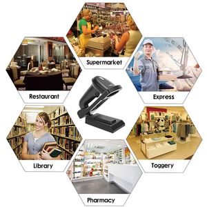 Lecteur de <span class=keywords><strong>code</strong></span> QR sans fil Bluetooth 3 en 1 de haute qualité Scanner de codes à barres 2D mains libres avec support de charge - Product Image 2