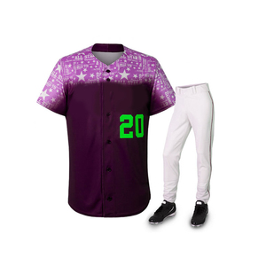 Uniforme de béisbol degradado azul personalizado, jersey con botones estampados en los hombros y pantalones blancos, ropa deportiva - Product Image 6