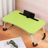 Table pliante simple pour ordinateur portable, table de lit avec fente pour cartes et porte-gobelet, bureau paresseux pour étudiants, dortoir, maison, bureau