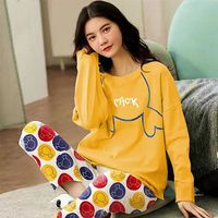 Ventes d'usine – Nouveaux pyjamas amples pour femmes, collection printemps-automne, tenue d'intérieur à manches longues, ensemble simple et décontracté, avec fonction thermique, grandes tailles