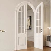 Porte en bois massif composite blanc laqué, arquée, avec verre, coupe-feu, pour salle d'étude, chambre, hôpital et salle de bain, finition complète, vente en gros
