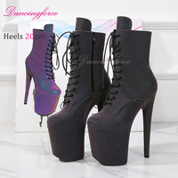 Bottines imperméables pour pole dance exotique, talon fin de 20 cm, bandes réfléchissantes holographiques, plateforme antidérapante et rembourrée