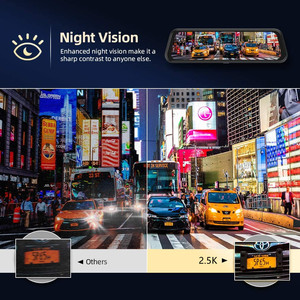 Enregistreur vidéo DVR de voiture 10 pouces 1080P, caméra de tableau de bord à écran tactile, double objectif, Streaming, enregistreur de conduite, rétroviseur, caméra de tableau de bord - Product Image 3