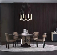 Grande table à manger rotative moderne en marbre et acier inoxydable, ensemble de 6 places, meubles de salle à manger de luxe ronds