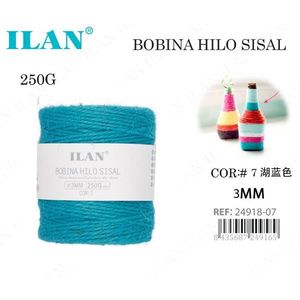 Spago di sisal Ilan, bobina da 3 mm, blu lago, 250 g, per lavori artigianali - Product Image 1