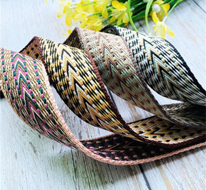 Gió quốc gia Jacquard vành đai băng lưới 3.8cm <span class=keywords><strong>Polyester</strong></span> lụa Intercolor Ribbon Nữ Túi dây đeo vai dệt kỹ thuật trực tiếp - Product Image 3