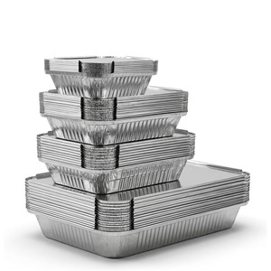 260ml/8.79oz <b>Small</b> Food Packaging Aluminum Foil <b>Container</b> Food-grade Foil Takeout Box With Lids - Product Image 1