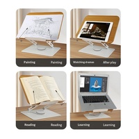 Support de lecture rotatif en métal à grain de bois, support de bureau multifonctionnel pour livres et tablettes