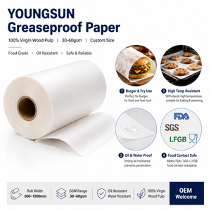 40gsm 45gsm 50gsm Greaseproof <b>Paper</b> Sheet FDA Certified Oil Resistant Deli Wrapper <b>Paper</b> for Food Packaging - Product Image 1