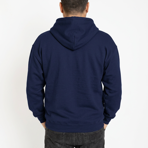 Sweat-shirt à capuche bleu marine pour homme, couleur unie, en molleton de coton, manches régulières, vêtement d'automne - Product Image 4