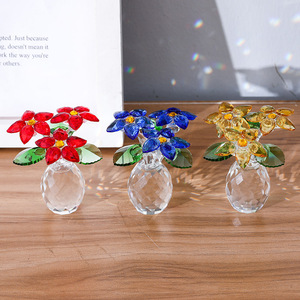 Crystal Flowers <b>Vase</b> Set Colorful Glass Art Decor Modern Home Ornament Living Room Decoration - Product Image 3