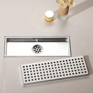 Grille de drain de <span class=keywords><strong>sol</strong></span> rectangulaire moderne en acier inoxydable 304 de 12x4 pouces avec couvercle amovible pour douche et baignoire - Product Image 3