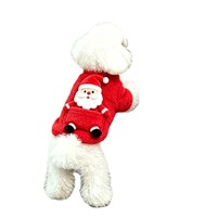 Pull de Noël pour chien, sweat à capuche en polaire rouge avec poche 3D Père Noël, manteau de fête mignon pour animaux de compagnie, sweat-shirt de Noël pour chiot