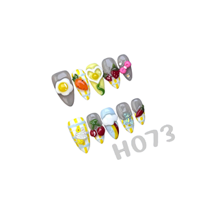 Lot de 10 faux ongles de luxe faits main, en amande, avec fleurs 3D, perles acryliques, personnalisables, à presser, couvrance totale, tendance - Product Image 4