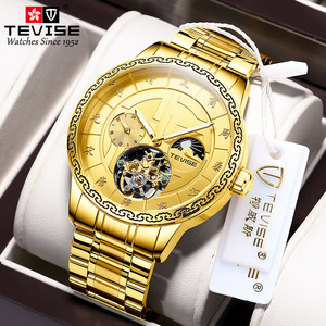 Men <b>Automatic</b> Mechanical Watches Waterproof Business Male Golden Luminous Buckle Wristwatches With <b>Chronograph</b> - Product Image 2