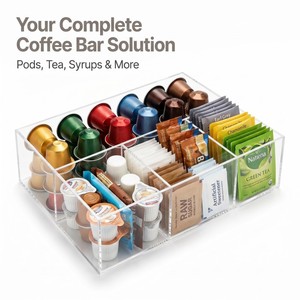 Organisateur <span class=keywords><strong>de</strong></span> comptoir en acrylique transparent pour bar à café, multi-compartiments, pour <span class=keywords><strong>sirop</strong></span>, crème, thé - Product Image 6
