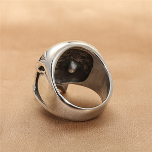 <b>Skull</b> <b>Ring</b> Men's Stainless Steel Silver Red Stone Bezel Setting Retro Punk Jewelry Everyday Wear 290103 - Product Image 3