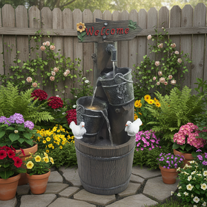 Fontaine à eau en résine à énergie solaire, fonctionnement silencieux, design étanche, installation autonome pour usage intérieur/extérieur - Product Image 5