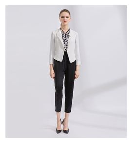 Minzestyle - <span class=keywords><strong>Traje</strong></span> <span class=keywords><strong>de</strong></span> Negocios <span class=keywords><strong>para</strong></span> <span class=keywords><strong>Mujer</strong></span>, Primavera y Otoño, Cuello en V, Manga 3/4, Corte Entallado, Blanco, con un Solo Botón, Transpirable - Product Image 5