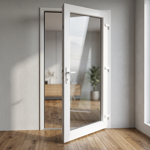 Porte coulissante Hoffen Pro à double vitrage en verre trempé 200x205, avec moustiquaire en fibre de verre blanche, insonorisée et étanche, pour cave à vin intérieure - Product Image 2