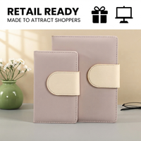 Carnet de notes en cuir PU à fermoir magnétique, couleur unie, couverture rigide, reliure cousue, journal intime pastel, bloc-notes d'écriture – Vente directe usine