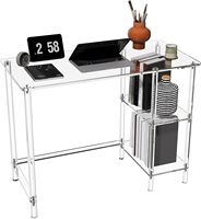 Escritorio de Oficina Exquisito de Fábrica, Escritorio de Computadora de Acrílico Personalizado, Mesa de Maquillaje Transparente de Tipo Abierto para Sala de Estar y Dormitorio