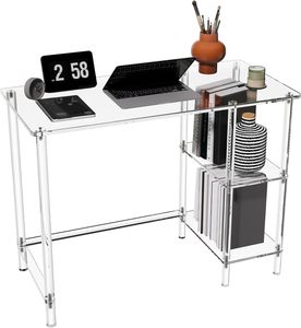 Bureau d'ordinateur en acrylique sur mesure, exquis et rose/transparent, idéal pour le salon ou la chambre à coucher – Vente en gros - Product Image 4