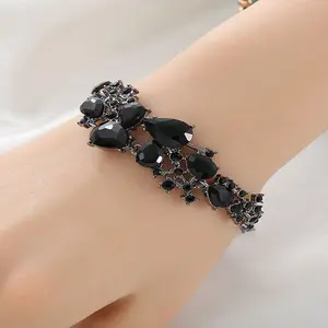 High quality Crystal stone bracelet black red white heart crystal chain bracelets bangles jewelry adjustable chain bracelets