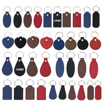 Porte-clés rectangulaire en cuir PU laser, double face, vierge, à imprimer soi-même