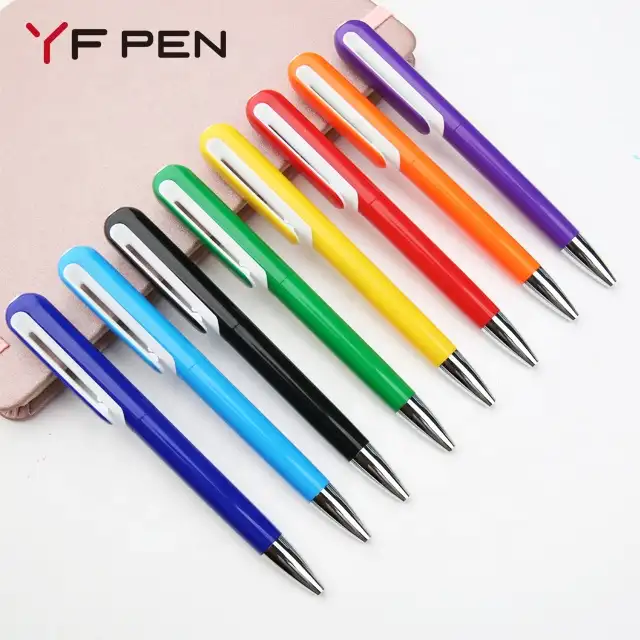 Пластиковая красочная резиновая отделка, плоская ручка с зажимом, ручка с логотипом на заказ, OEM