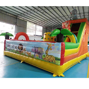 Tobogán inflable comercial para niños, tipo pripuciamas, con diseño de animales del reino animal, para exteriores. - Product Image 5