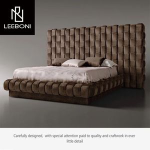 Letto <span class=keywords><strong>Matrimoniale</strong></span> di Ultimo Design in Legno <span class=keywords><strong>con</strong></span> <span class=keywords><strong>Testiera</strong></span> Capitonnè, Rivestimento in Tessuto di Velluto Blu, Forma Unica, Misura King Size - Product Image 6