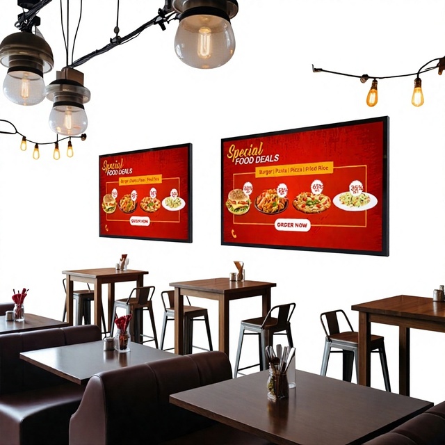 Hanging Android Wifi Digital Menu Board LCD Digital Display Menu Board Indoor Advertising Player Poster Screen for Restaurant