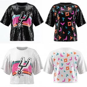 T-shirt à sequins pour femmes, 13 couleurs, Crazy Fan San Antonio <span class=keywords><strong>Spurs</strong></span>, <span class=keywords><strong>maillot</strong></span> de basket-ball <span class=keywords><strong>Spurs</strong></span> pour le jour du match - Product Image 2