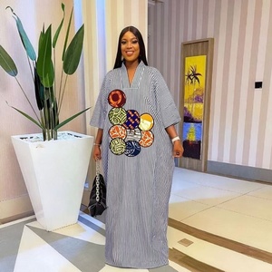 <span class=keywords><strong>Abito</strong></span> <span class=keywords><strong>Lungo</strong></span> Estivo 2026 Nuova Moda a Righe Stile <span class=keywords><strong>Etnico</strong></span> Africano Stampato da Donna Taglie Forti Casual - Product Image 3