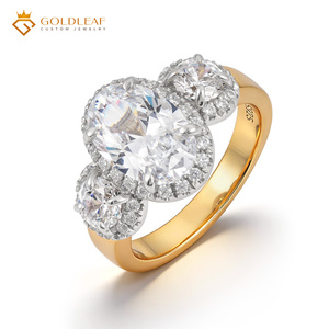 แหวนทองคำเปลวเงินแท้ 925 ประดับมอสซาไนต์ 2 3 4 กะรัต สั่งทำพิเศษสำหรับเป็นของขวัญ งานแต่งงาน หรือสวมใส่ในชีวิตประจำวัน - Product Image 1