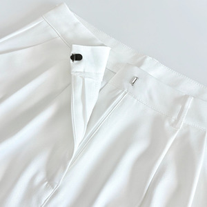 Enyami Streetwear semplici <span class=keywords><strong>pantaloni</strong></span> a vita alta <span class=keywords><strong>bianchi</strong></span> puri <span class=keywords><strong>pantaloni</strong></span> a gamba larga da lavoro Casual da ufficio <span class=keywords><strong>pantaloni</strong></span> a pieghe <span class=keywords><strong>larghi</strong></span> da <span class=keywords><strong>donna</strong></span> - Product Image 2