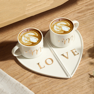 Valentine's Day Gift Couple <b>Mug</b> <b>Set</b> Heart Shaped <b>Coffee</b> Cup and Saucer Wedding Gift for Couples - Product Image 3