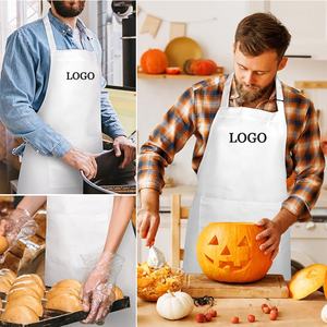 Tablier de cuisine pour <span class=keywords><strong>chef</strong></span>, personnalisable, en gros, avec logo imprimé, réutilisable, uni, noir et blanc, imperméable, avec deux poches - Product Image 2