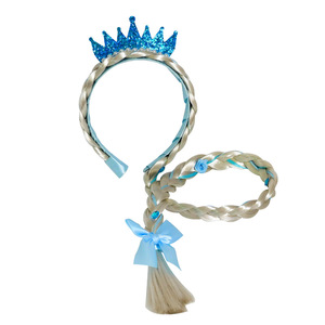 Serre-tête Couronne Enfant <span class=keywords><strong>Reine</strong></span> <span class=keywords><strong>des</strong></span> <span class=keywords><strong>Neiges</strong></span> Nœud Flocon de Neige Perruque Bébé Fille Tresse Longue Bleu Glace Accessoire Cheveux Princesse en Tissu - Product Image 5