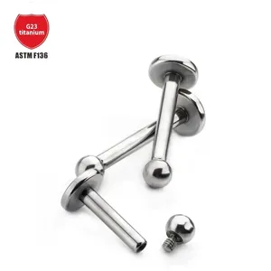 5 cái G23 Titanium labret piercing Lip ring 16G F136 chủ đề nội bộ mũi Stud Bông tai tragus Helix sụn piercing đồ trang sức