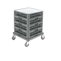 Chariot à roulettes commercial empilable en plastique durable pour le transport facile de vaisselle, idéal pour les cafés