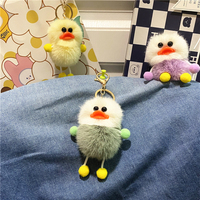 Porte-clés en peluche canard mignon en promotion, pendentif de sac d'école pour enfants, porte-clés animal de dessin animé 3D