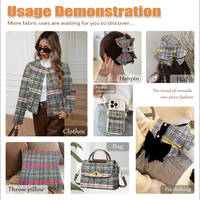 Tissu jacquard à motif arêtes de poisson en tweed tissé, mélange polyester et laine, idéal pour les manteaux féminins